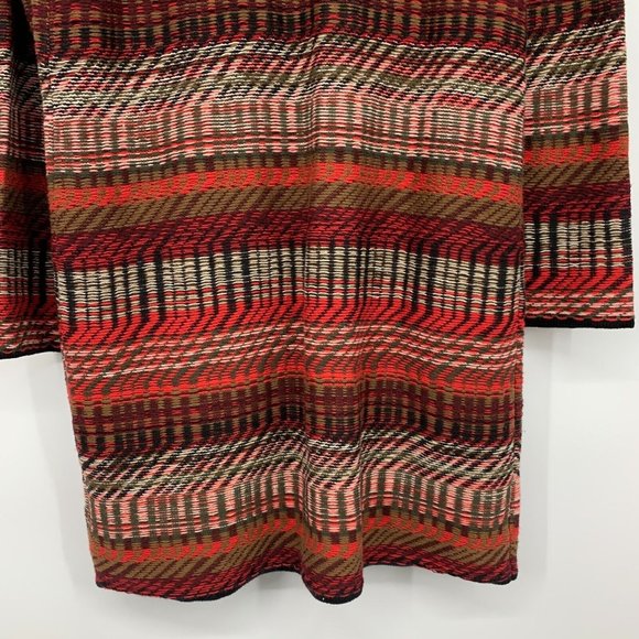 Rafaella Cardigan Red Black Faux Leather Trim Open Front - Picture 10 of 10